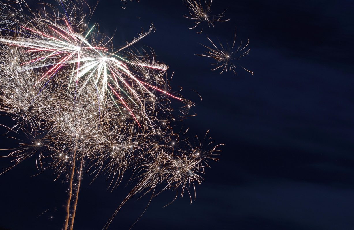 Colorful fireworks display in the night sky